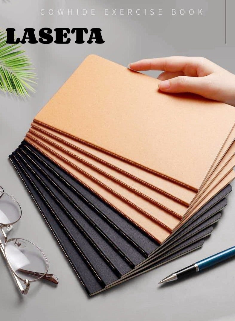 Laseta مجموعة دفاتر كرافت وسوداء A5 مكونة من 10 قطع – (5 بني و5 أسود)، 36 ورقة لكل دفتر - Image 1